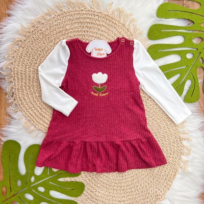 Vestido Manga Longa Sweet Flower - Bordo